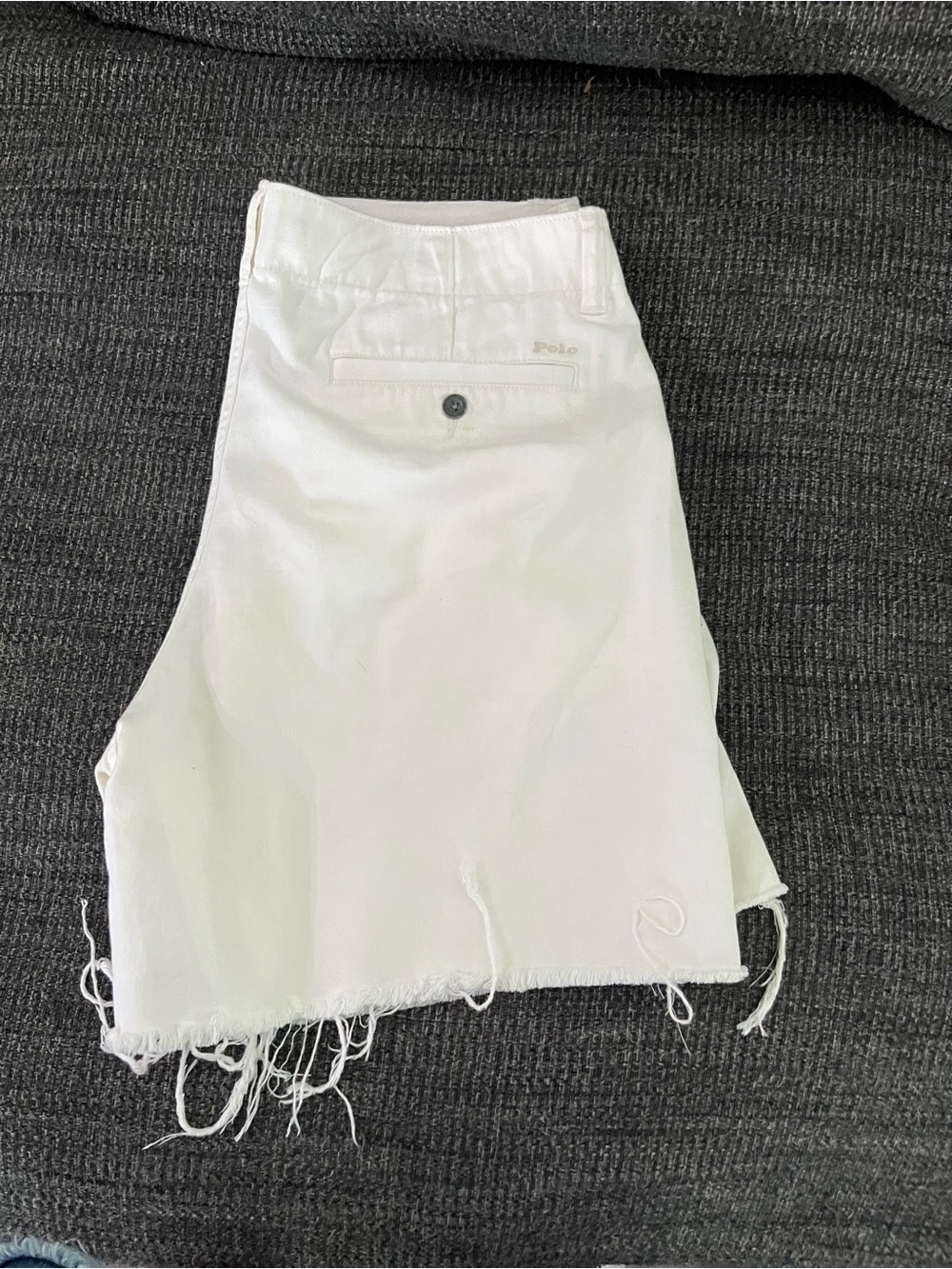 Polo by Ralph Lauren White Denim Cutoff Shorts with Frayed Hem